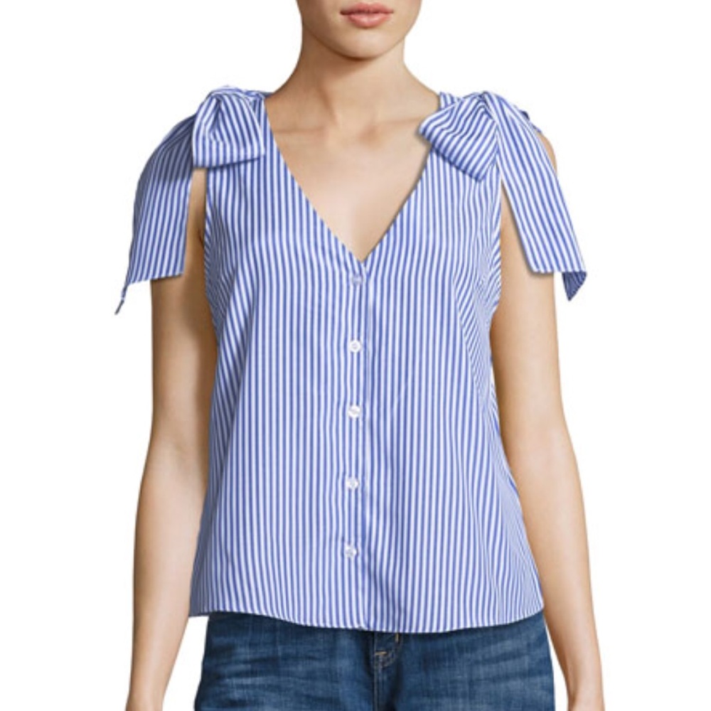 *Never Worn* J.O.A. Sleeveless Striped Bow Blouse